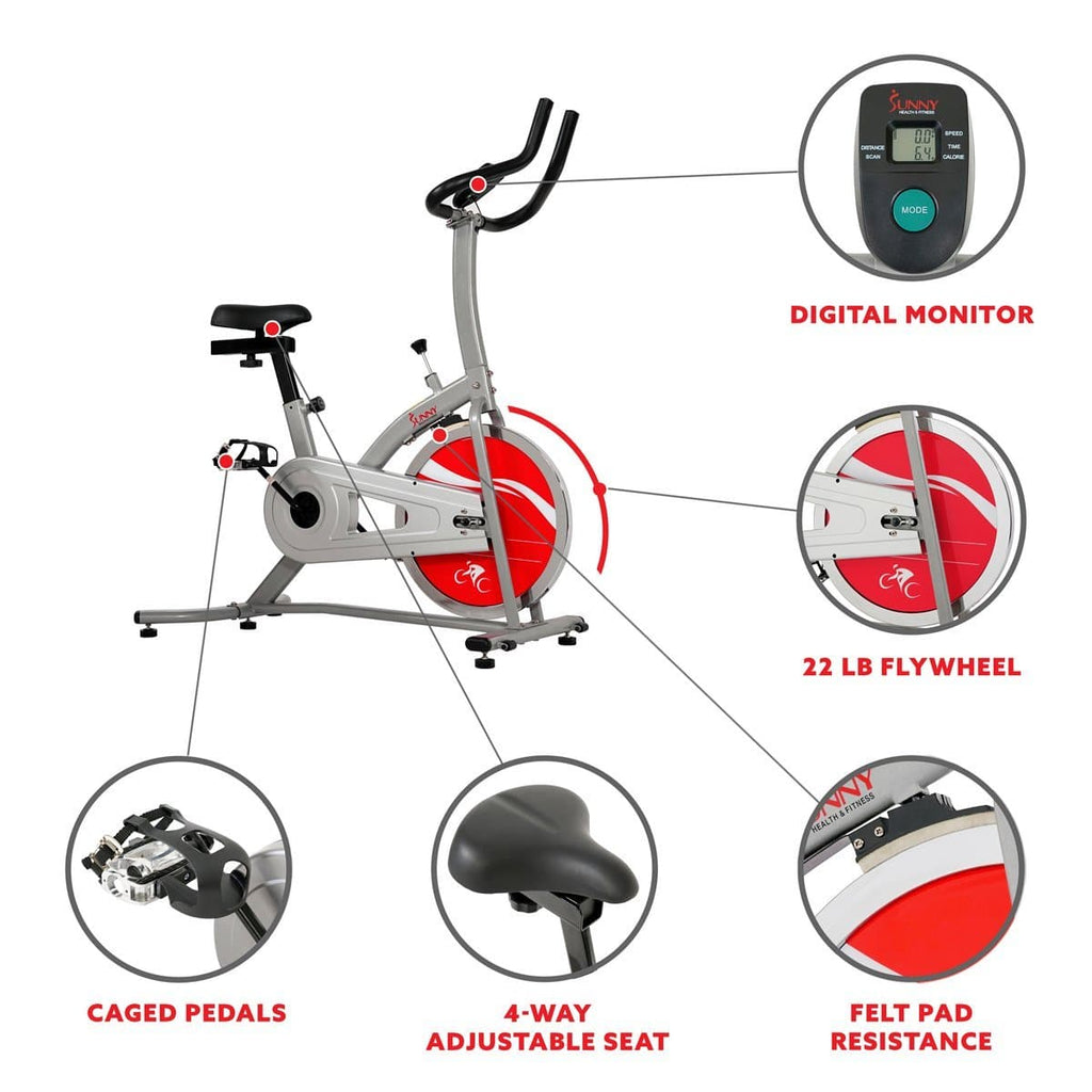 Sunny Health Fitness Chain Drive Indoor Cycling Trainer Bike