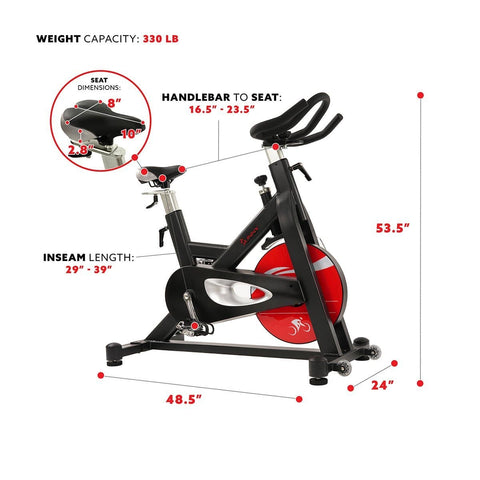 Image of Sunny Health & Fitness Evolution Pro Magnetic Belt Drive Indoor Cycling Bike, High Weight Capacity, Heavy Duty Flywheel - Barbell Flex