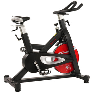 Sunny Health & Fitness Evolution Pro Magnetic Belt Drive Indoor Cycling Bike, High Weight Capacity, Heavy Duty Flywheel - Barbell Flex