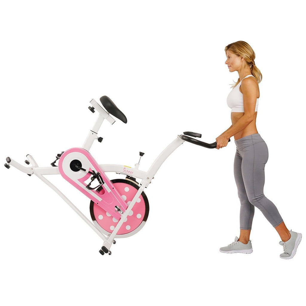 Sunny Health Fitness Pink Chain Drive Indoor Cycling Trainer Bike