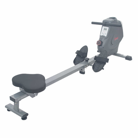 Image of Sunny Health & Fitness Magnetic Rowing Machine Rower, LCD Monitor w/Device Holder - Barbell Flex