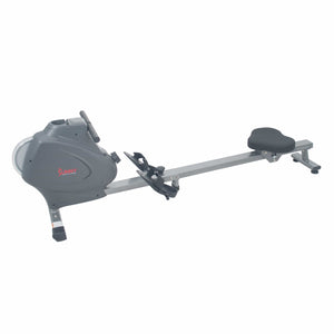 Sunny Health & Fitness Magnetic Rowing Machine Rower, LCD Monitor w/Device Holder - Barbell Flex