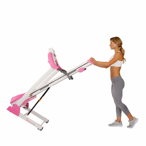 Image of Sunny Health & Fitness Pink Treadmill w/ Manual Incline and LCD Display - Barbell Flex